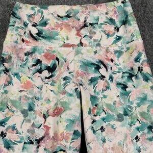 RBX Floral Print Leggings High Waist Athletic Yoga Pants Small keyhole at ankle